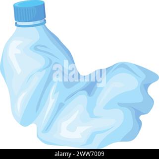 Crumpled bottle. Used plastic trash cartoon icon isolated on white background Stock Vector