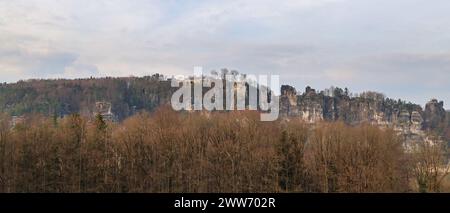 The massive rock formations in Saxon Switzerland National Park Stock Photo