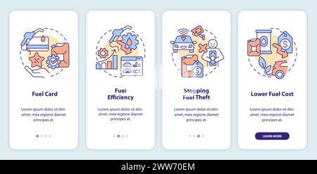 Fuel consumption optimization onboarding mobile app screen Stock Vector