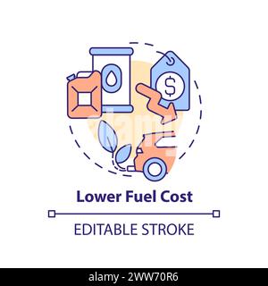 Lower fuel cost multi color concept icon Stock Vector