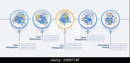 Car fleet optimization circle infographic template Stock Vector