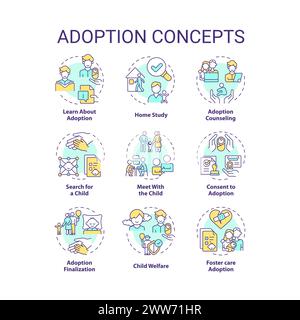 Adoption multi color concept icons Stock Vector