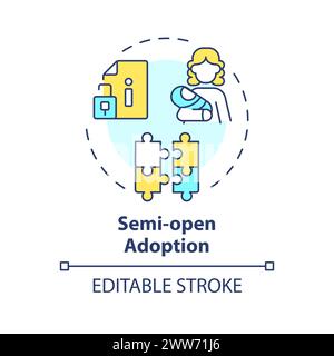 Semi open adoption multi color concept icon Stock Vector