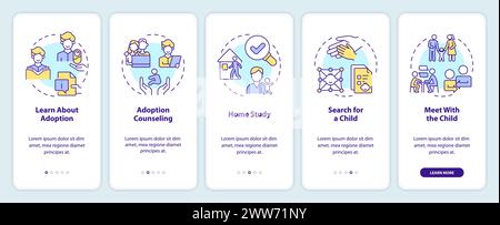 Adoption process onboarding mobile app screen Stock Vector