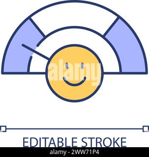 Happiness progress meter RGB color icon Stock Vector
