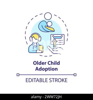 Older child adoption multi color concept icon Stock Vector