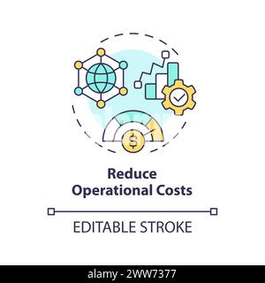 Operational costs reduce multi color concept icon Stock Vector