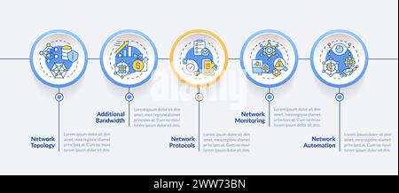 Network managing practices circle infographic template Stock Vector