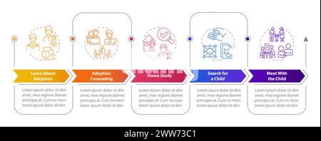Adoption multi color rectangle infographic template mobile app screen Stock Vector