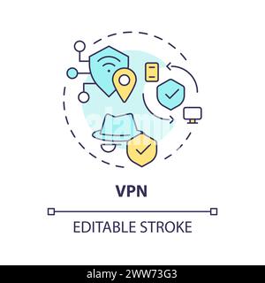 Vpn connection type multi color concept icon Stock Vector