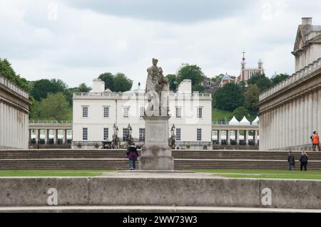 Statue of George II, in front of Queen's House, Old Royal Naval College, Greenwich, South London, UK Stock Photo