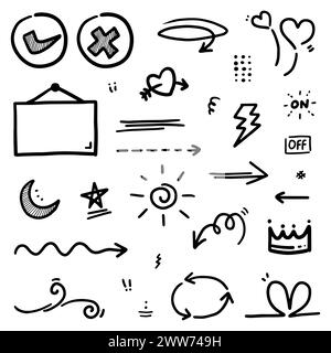 Hand drawn doodle abstract with lots of collectibles inside Stock Vector