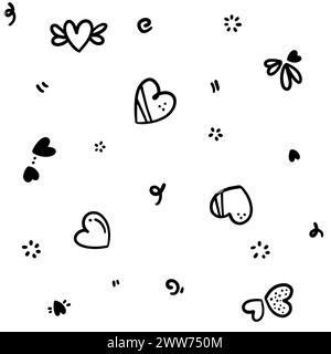 seamless image of heart abstract in vector. Brush set and Ink splash Stock Vector
