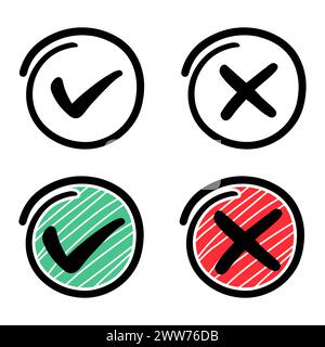 hand drawn Doodle abstract of Checkmark icon in Vector illustration Stock Vector