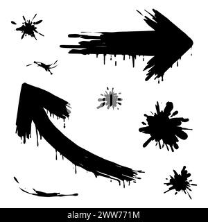 hand drawn doodle arrow like blood splatter with many collectibles inside Stock Vector