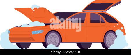 Car wash service. Cleaning auto in foam color icon isolated on white background Stock Vector