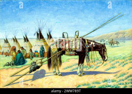 Indians in Camp at 101 Ranch, Emil W. Lenders Stock Photo
