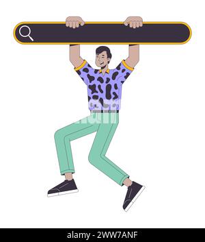 Easy web searching 2D linear illustration concept Stock Vector