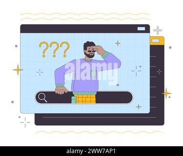 Web search issues 2D linear illustration concept Stock Vector