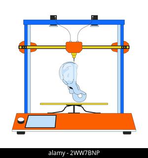 Pelvic girdle on 3d printer 2D linear cartoon object Stock Vector