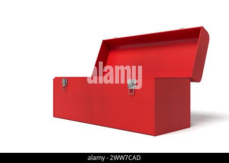 Red toolbox open empty on white background Stock Photo - Alamy