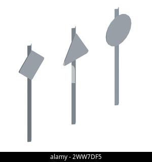 Polygonal model of road sings set isolated on white background. Road empty board sing. Vector illustration. Isometric view. 3D.3d3 Stock Vector