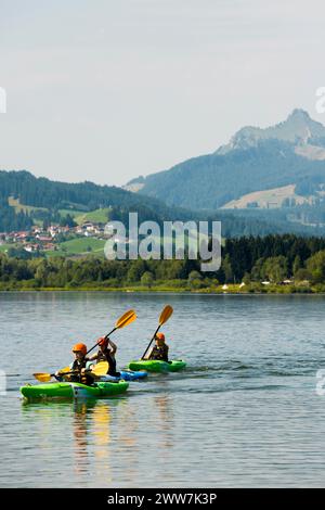 Kayaks, Lake Ammer, near Herrsching am Lake Ammer, Fuenfseenland, Upper Bavaria, Bavaria, Germany Stock Photo