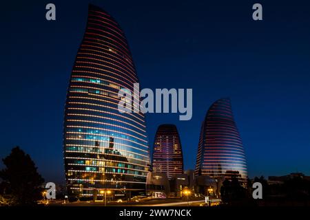 Azerbaijan, Baku, Flame Towers at night, Baku, Azerbaijan, Azerbaijan Stock Photo