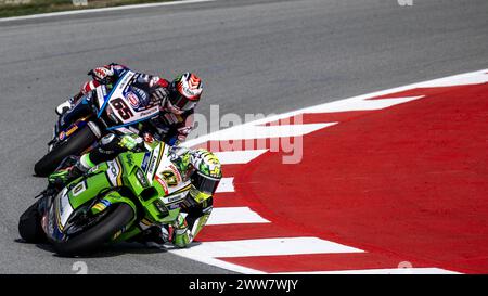 Barcelona, Spain. 22nd Mar, 2024. Autodromo Di Barcellona 22-24 Marzo 2024 during Pirelli Catalunya Round - Round 2 - Free Practice and Qualifications, World SuperBike - SBK race in Barcelona, Spain, March 22 2024 Credit: Independent Photo Agency/Alamy Live News Stock Photo