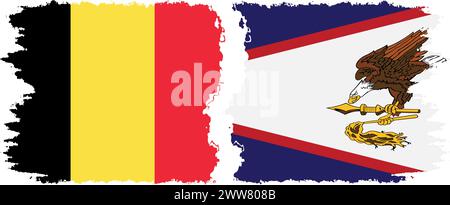 American Samoa and Belgium grunge flags connection, vector Stock Vector