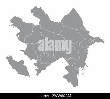 The administrative map of Azerbaijan isolated on white background Stock Vector