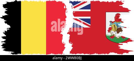 Bermuda and Belgium grunge flags connection, vector Stock Vector
