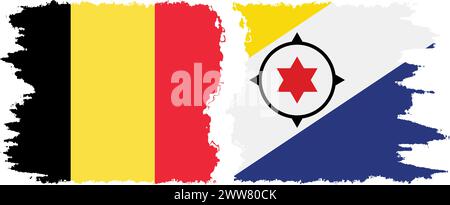Bonaire and Belgium grunge flags connection, vector Stock Vector