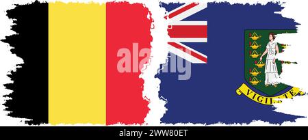British Virgin Islands and Belgium grunge flags connection, vector Stock Vector