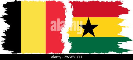 Ghana and Belgium grunge flags connection, vector Stock Vector