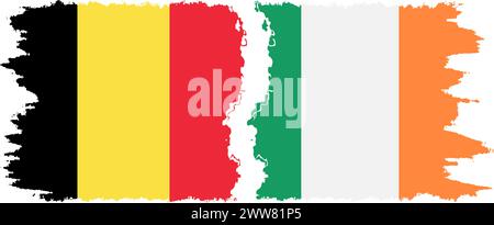 Ireland and Belgium grunge flags connection, vector Stock Vector