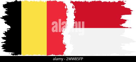 Monaco and Belgium grunge flags connection, vector Stock Vector