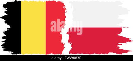 Poland and Belgium grunge flags connection, vector Stock Vector