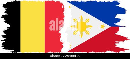 Philippines and Belgium grunge flags connection, vector Stock Vector