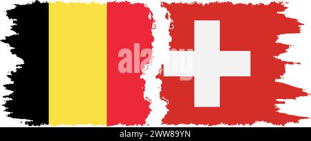 Switzerland and Belgium grunge flags connection, vector Stock Vector