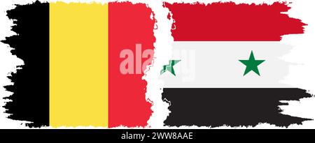 Syria and Belgium grunge flags connection, vector Stock Vector