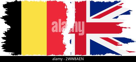 UK and Belgium grunge flags connection, vector Stock Vector