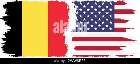 United States and Belgium grunge flags connection, vector Stock Vector