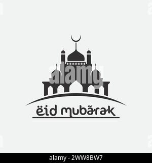 eid mubarak icon logo islamic and ramdhan religion illustration logo design vector Stock Vector
