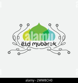 eid mubarak icon logo islamic and ramdhan religion illustration logo design vector Stock Vector