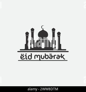 eid mubarak icon logo islamic and ramdhan religion illustration logo design vector Stock Vector