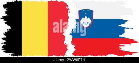 Slovenia and Belgium grunge flags connection, vector Stock Vector