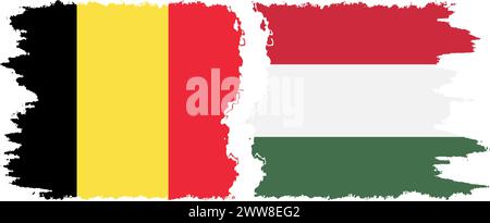 Hungary and Belgium grunge flags connection, vector Stock Vector