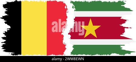 Suriname and Belgium grunge flags connection, vector Stock Vector