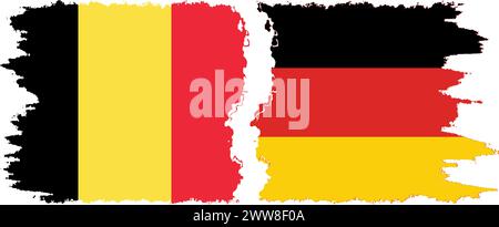 Germany and Belgium grunge flags connection, vector Stock Vector
